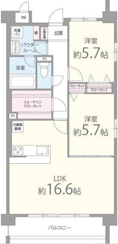 ブラン ジュール(2LDK/3階)の間取り写真