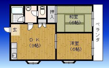 井下カウベル帝塚山(1LDK/3階)の間取り写真