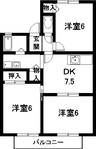 グリーンヒルズ・G(3DK/2階)の間取り写真