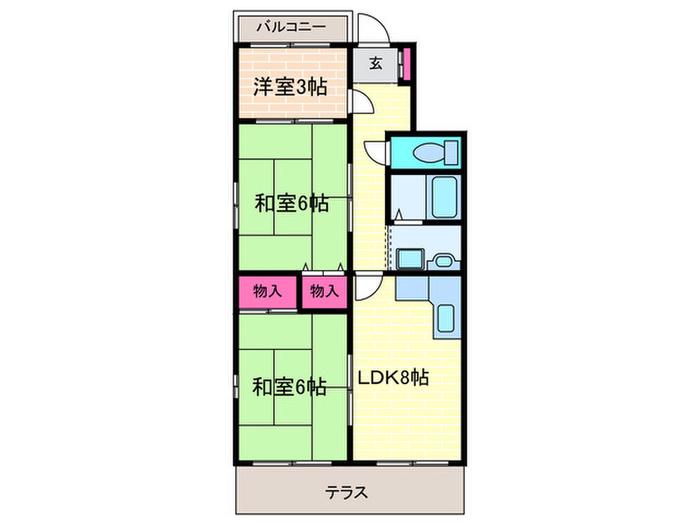 エスターテハクヤ(3LDK/1階)の間取り写真
