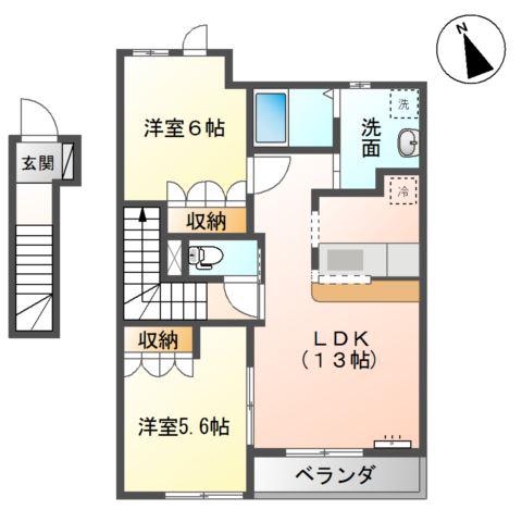 メゾン プロヴァンス(2LDK/2階)の間取り写真