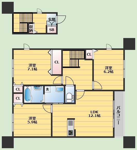 CASA VERDE(3LDK/2階)の間取り写真