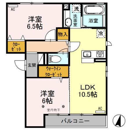 ゼペット(2LDK/3階)の間取り写真