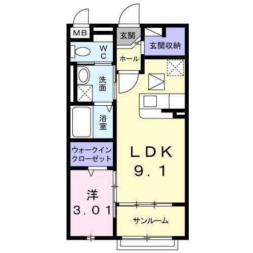 ベル エトワール(1LDK/1階)の間取り写真