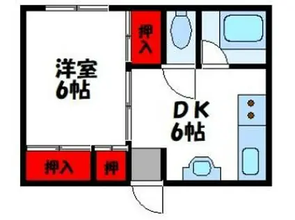 泰平ビル(1DK/2階)の間取り写真