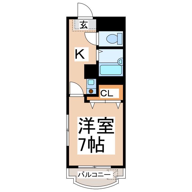 プロムナード京町台(1K/2階)の間取り写真