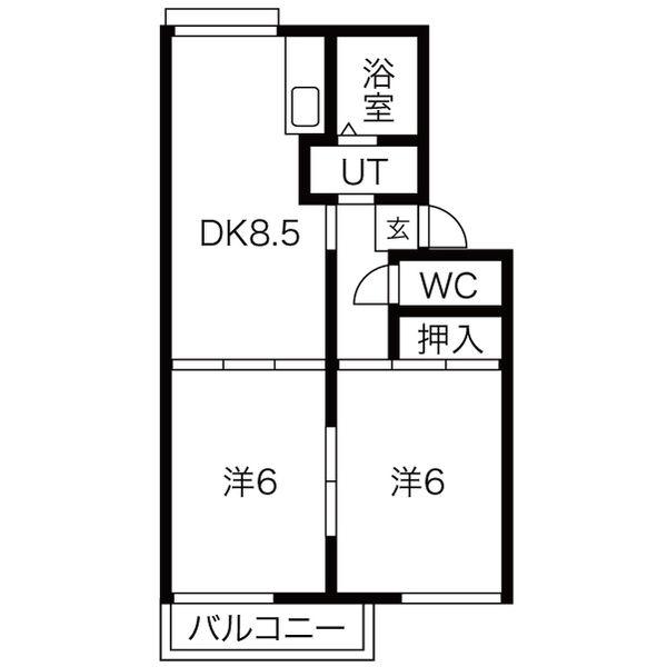 CREST QUARTER A棟(2LDK/2階)の間取り写真