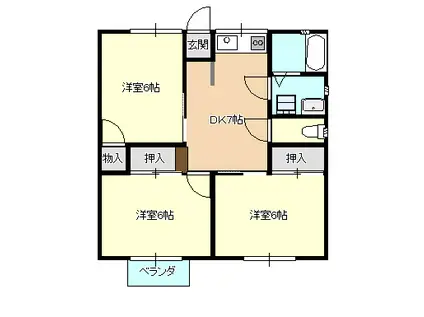 メゾンMAI II(3DK/2階)の間取り写真