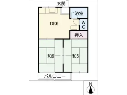 柳ライフ(2DK/2階)の間取り写真