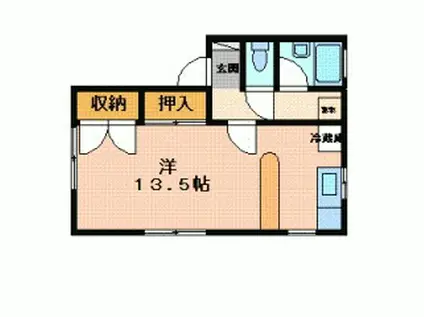 クラウンハイツ(ワンルーム/2階)の間取り写真