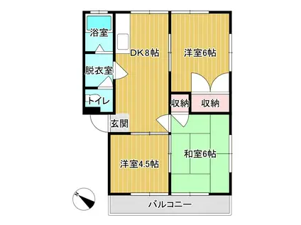 ニュー中丸アパート(3DK/3階)の間取り写真