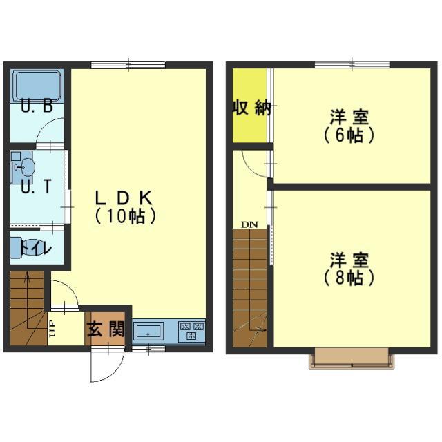 深堀町メゾネット(2LDK/1階)の間取り写真
