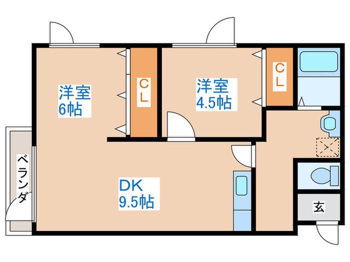 メゾン畠山(2DK/3階)の間取り写真