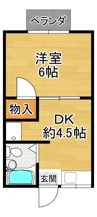池田ハイツ(1DK/2階)の間取り写真