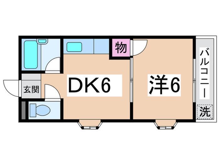 トトロハイツ(1DK/2階)の間取り写真