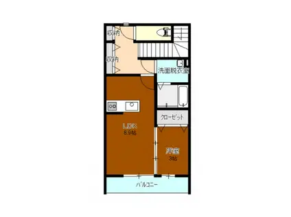 シュクル中田(1LDK/2階)の間取り写真