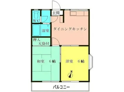 メゾンフォーレ(2DK/1階)の間取り写真