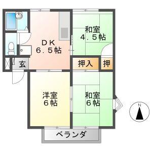 セラミックハウスBEE(3DK/2階)の間取り写真