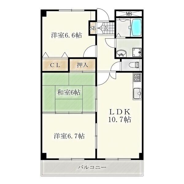 メゾン・ド・ピエール(3LDK/3階)の間取り写真