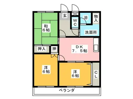 ファクトリー長良(3DK/1階)の間取り写真