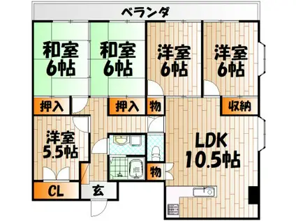 フジエホワイトローザ熊谷(5LDK/1階)の間取り写真