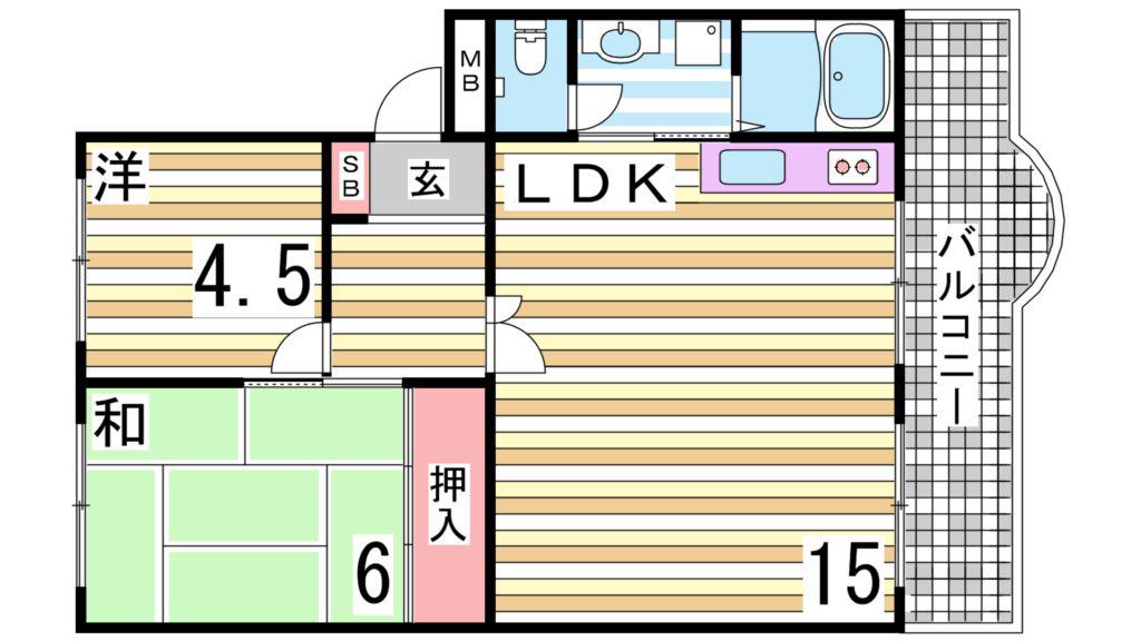 すずらん台コート(2LDK/4階)の間取り写真