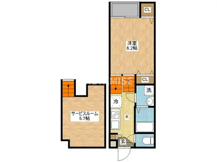 VIOLA KOGA(1SK/2階)の間取り写真