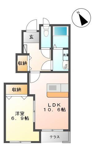 セントラルフィールド安良町(1LDK/1階)の間取り写真
