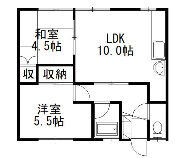 喜代丸ハイツ(2LDK/1階)の間取り写真
