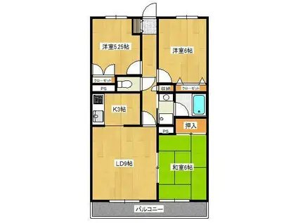 花輪下レジデンス(3LDK/2階)の間取り写真