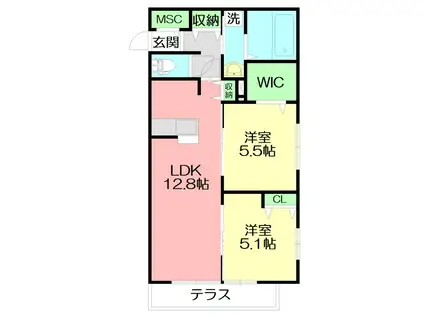 リヴェールメゾンA(2LDK/1階)の間取り写真