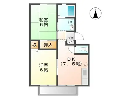 ジュネパレス東福山 A・B・C(2DK/2階)の間取り写真