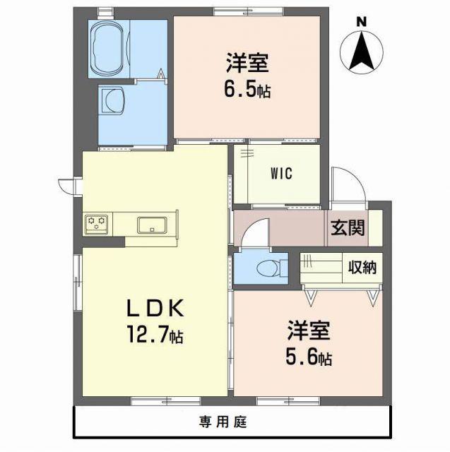 エタンリジェール C棟(2LDK/1階)の間取り写真