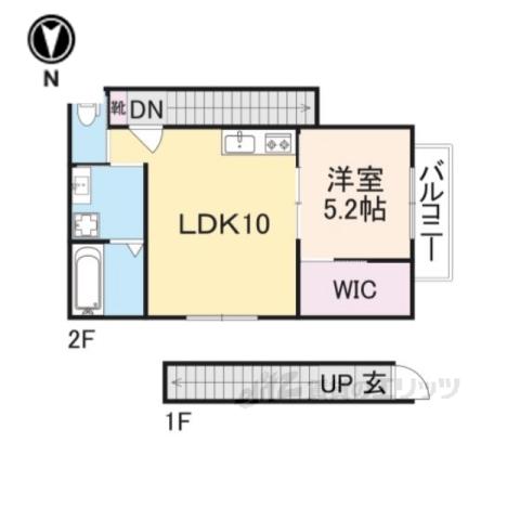 ソレイユビセレクト法蓮町1(1LDK/2階)の間取り写真