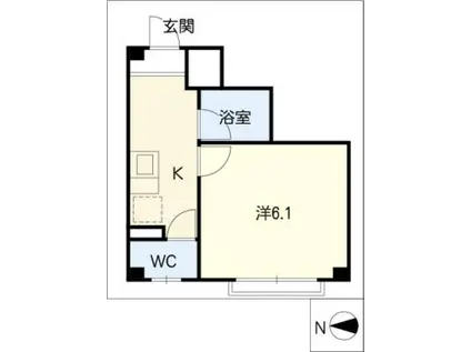 ファインライフ河岸(1K/2階)の間取り写真