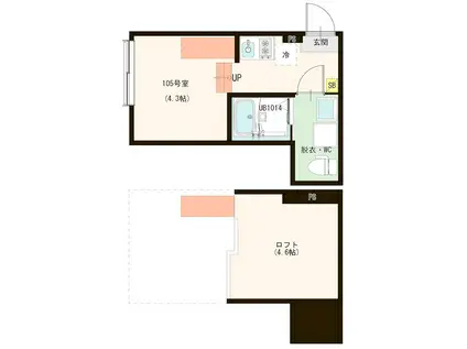 MJ TERRACE TAKASAGO(ワンルーム/1階)の間取り写真