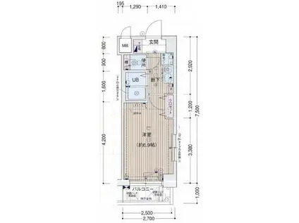 プレサンス京都二条城前(1K/4階)の間取り写真