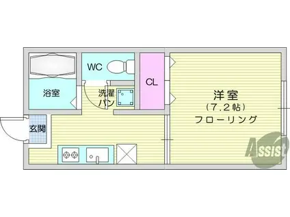 サン・リバー(1K/1階)の間取り写真