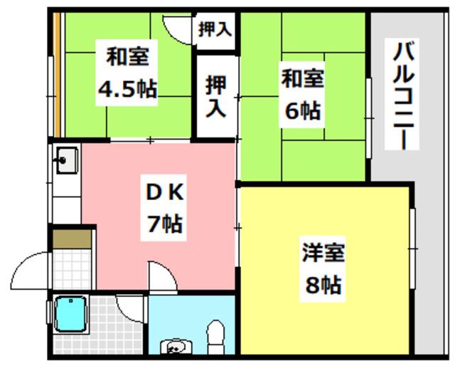 田中第二マンション(3DK/3階)の間取り写真