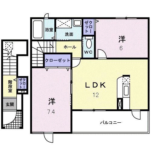 フィオーレ(2LDK/2階)の間取り写真