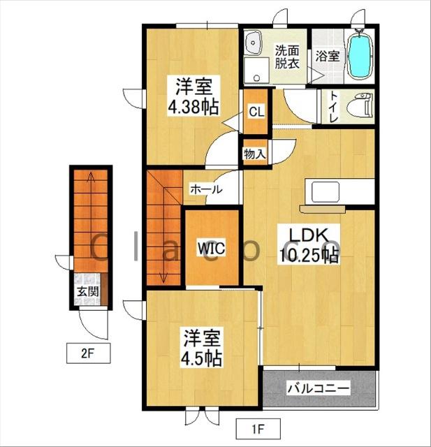 メゾンイグアスA(2LDK/2階)の間取り写真