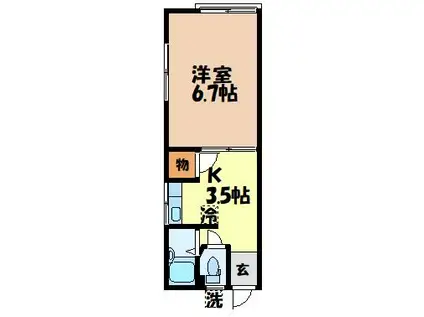 SUNハイツ泉(1K/1階)の間取り写真