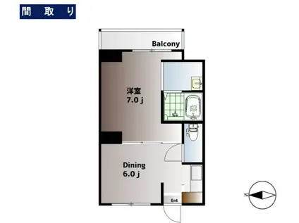 ヴィラナリー児島 2号棟(1DK/5階)の間取り写真