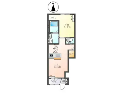 24・ユニヴァリィII栃木市今泉町(1LDK/1階)の間取り写真