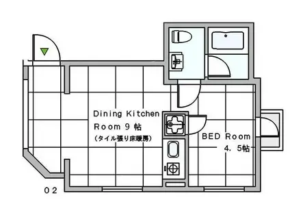 カレブラン(1DK/1階)の間取り写真