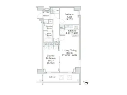 パークフラッツ市谷台町坂(2LDK/7階)の間取り写真