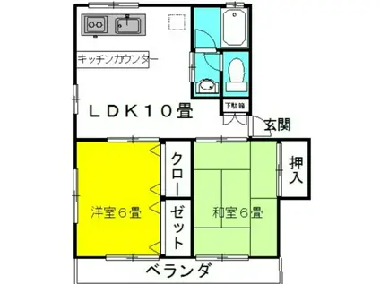 ライジングサン・PT.I(2LDK/1階)の間取り写真