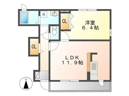 プレッソエコーⅣ(1LDK/1階)の間取り写真