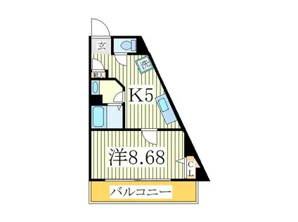 パンスターチス(1K/3階)の間取り写真