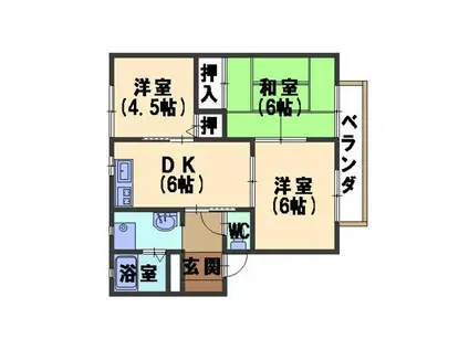 サザンウインド(3DK/1階)の間取り写真